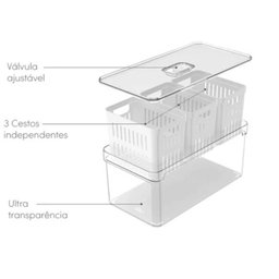 Organizador de Geladeira Quadrado 6,8 Litros C/ 3 Cestos-plastutti - 2