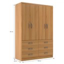 Ver imagem 4 de Guarda-roupa Solteiro Áquila 4 Portas 6 Gavetas Cinamomo - Pnr Móveis