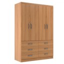 Ver imagem 2 de Guarda-roupa Solteiro Áquila 4 Portas 6 Gavetas Cinamomo - Pnr Móveis