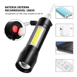 Kit Farol Lanterna Bike Bicicleta Recarregável USB Zoom Profissional Sinalizador Led + Suporte Unive - 8