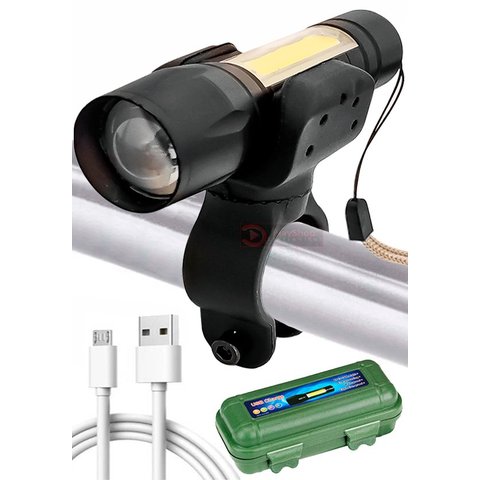 Kit Farol Lanterna Bike Bicicleta Recarregável USB Zoom Profissional Sinalizador Led + Suporte Unive