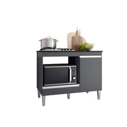 Balcão para Cooktop 4 e 5 Bocas e Forno Microondas Carla Cinza - Ajl Móveis - 1