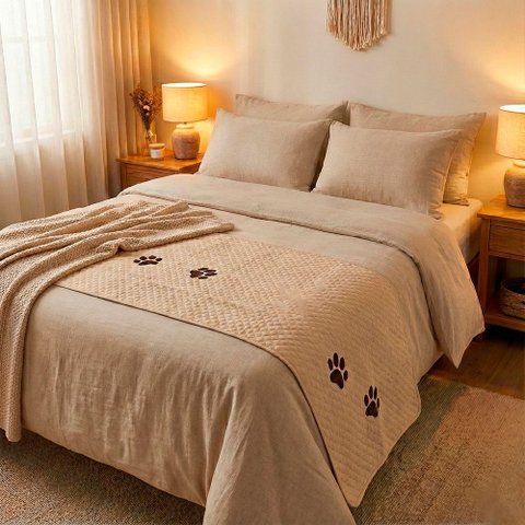 Peseira Cama Casal Padrão Impermeável para Pet: Avelã