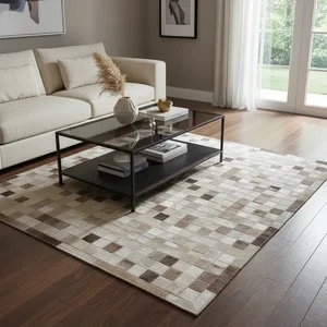 Tapete de Couro Natural Premium Bege Champanhe 2,00 X 1,50 M