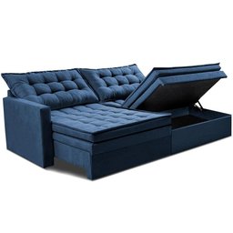 Sofá sem Caixa Retrátil Baú 2,00m Cama Inbox Secret Suede Velusoft Azul - 8