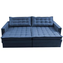 Sofá sem Caixa Retrátil Baú 2,00m Cama Inbox Secret Suede Velusoft Azul - 6