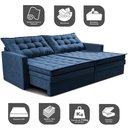 Ver imagem 4 de Sofá sem Caixa Retrátil Baú 2,00m Cama Inbox Secret Suede Velusoft Azul