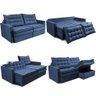 Sofá sem Caixa Retrátil Baú 2,00m Cama Inbox Secret Suede Velusoft Azul - 2