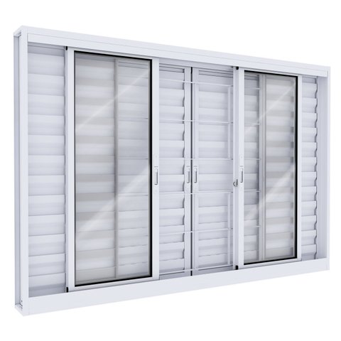 Janela de Aço Veneziana 6 Folhas com Grade 100x200 Lucasa