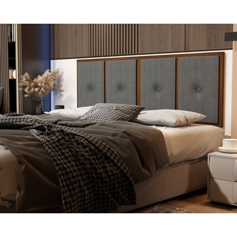 Painel Cabeceira Box Queen 1,60 Madeira Suede Cinza - Comprar Moveis em Casa