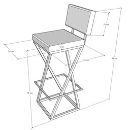 Banqueta Alta Industrial Cozinha Bar Balcão Bistro Zenite com Encosto Metalon Cobre 75cm - 3
