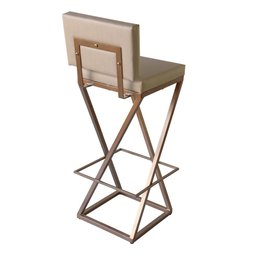 Banqueta Alta Industrial Cozinha Bar Balcão Bistro Zenite com Encosto Metalon Cobre 75cm - 2