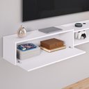 Ver imagem 5 de Rack Suspenso 1.8 Estante Home Tv Smart 70 Polegadas 1 Porta Nicho Puxador Concha Sala Quarto Branco