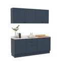 Ver imagem 2 de Cozinha Compacta Modulada 7 Portas 3 Gavetas 100% MDF 1 Tampo Sevilha Azul/Órion