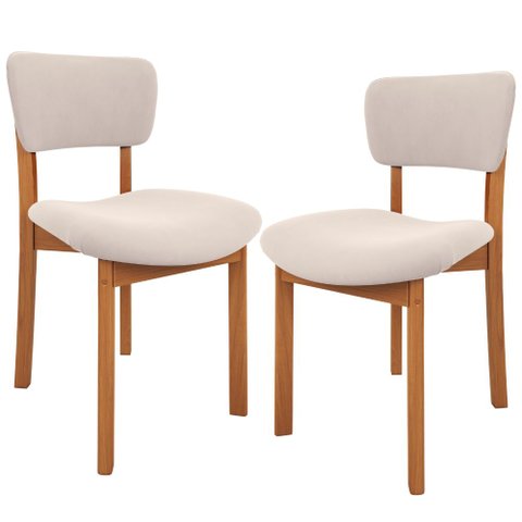 Kit 02 Cadeiras para Sala de Jantar Cozinha Living Estofada Dara L02 Suede Bege - Lyam Decor