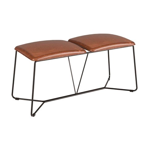 Banco 2 Lugares de Metal Iron com Assento Estofado Preto