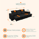 Ver imagem 3 de Sofá Retrátil e Reclinável 2,30m 3 Lugares Molas Helicoidais Suede Bali Preto
