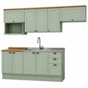 Ver imagem 1 de Cozinha Completa 9PTS 3GAVS s/Tpo Iluminata Verde Mint/Ebano