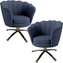 Ver imagem 2 de Kit Duas Poltronas Giratórias Pétala em Linho Premium 11-azul Sua Casa Decorações