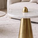 Ver imagem 2 de Mesa de Apoio Cone Duna 61cm Tampo 50cm Base Dourada e Tampo Marmore Travertino