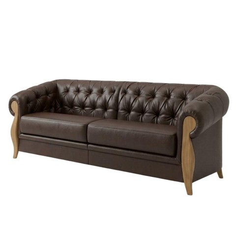 Sofá Living Capitone 2 Lugares Milano 188 cm Pes Madeira Courino Tcs 721 Moll
