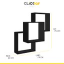 Ver imagem 2 de Kit 2 Nichos Prateleiras Decorativas Quadrado 79 Cm Sala Quarto Escritório Mdp Preto - Clicklar