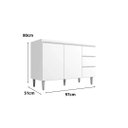 Ver imagem 4 de Balcão Gabinete para Cozinha Andréia 100cm 2 Portas 3 Gavetas:branco