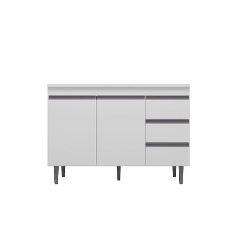 Balcão Gabinete para Cozinha Andréia 100cm 2 Portas 3 Gavetas:branco