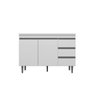 Balcão Gabinete para Cozinha Andréia 100cm 2 Portas 3 Gavetas:branco - 1