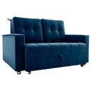 Ver imagem 3 de Sofá Cama Milão 2 Lugares 140cm Azul Veludo