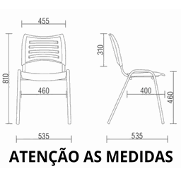 Kit com 4 Cadeira Iso Fixa Empilhavél Preta - 5