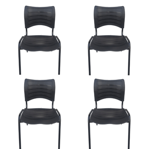 Kit com 4 Cadeira Iso Fixa Empilhavél Preta
