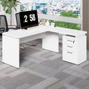 Ver imagem 3 de Escrivaninha L 150cm X 150cm Gaveteiro 3 Gav. Pé Painel F5 Cor:branco