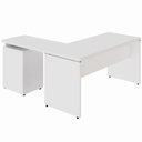 Ver imagem 5 de Escrivaninha L 150cm X 150cm Gaveteiro 3 Gav. Pé Painel F5 Cor:branco
