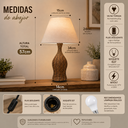 Ver imagem 2 de Abajur Encanto Luminãroa Decorativa Junco Sintético Avelã Cúpula Chinesa Algodão Cru
