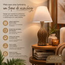 Ver imagem 4 de Abajur Encanto Luminãroa Decorativa Junco Sintético Avelã Cúpula Chinesa Algodão Cru