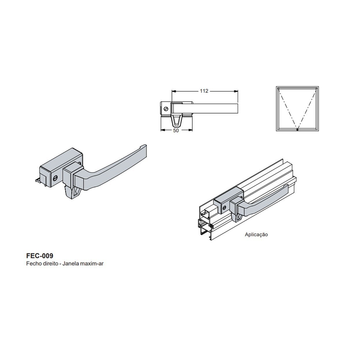 Fecho alavanca maxim-ar FEC 009 para janela de alumínio Suprema - Fosco - 5