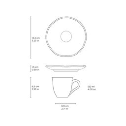 CONJUNTO C/ 6 XÍCARAS DE CAFÉ C/ 6 PIRES BIO GREEN GRANITE 120ml - 6