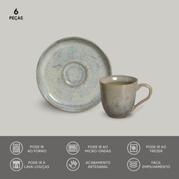 CONJUNTO C/ 6 XÍCARAS DE CAFÉ C/ 6 PIRES BIO GREEN GRANITE 120ml - 3
