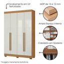 Ver imagem 4 de Guarda Roupa Solteiro 2030240 4 Portas 154 Cm Cinamomo Off White Armoveis