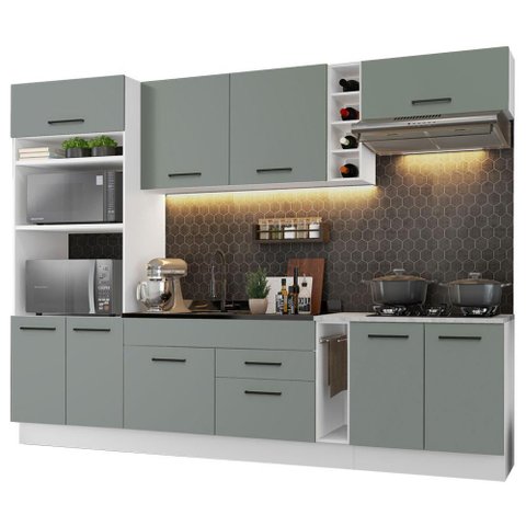 Cozinha Completa Agata sem Tampo e Pia Branco/Cinza Madesa