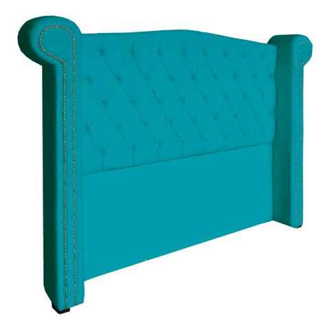 Cabeceira Ruby para Cama Box Casal Padrão 1.40 - Suede - Sv Decor: Azul Turquesa
