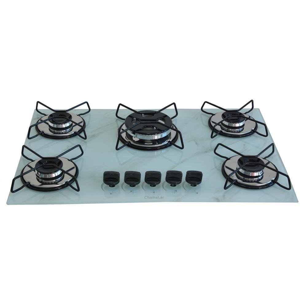 Cooktop Gás 5 Bocas Chama Tripla 127/220 Marmorizado