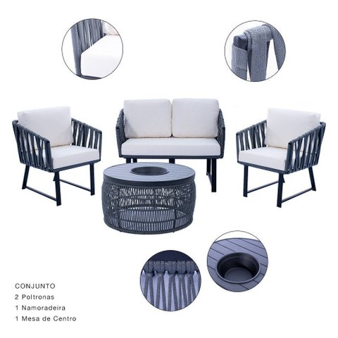 Conjunto de Área Eloa + Mesa de Centro Champanheira