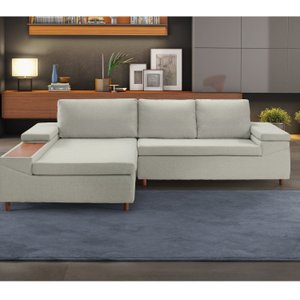 Sofá 3 Lugares com Chaise e Entrada USB Clássico Invertido 