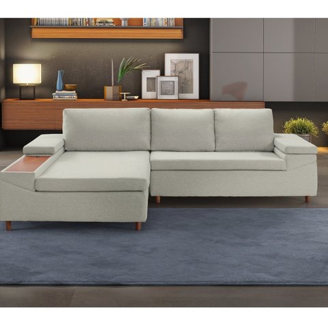 Sofá 3 Lugares com Chaise e Entrada USB Clássico Invertido