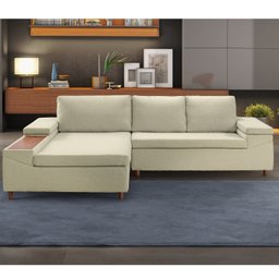 Sofá 3 Lugares com Chaise e Entrada USB Clássico Invertido  - 1
