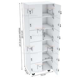 ARMÁRIO ESCANINHO 12 PORTAS CHAVE RODÍZIO M488.B ORGANIZADOR MUNDI MOVEIS - 2