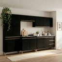 Ver imagem 1 de Armário de Cozinha Completa Modulada 280cm 5 Peças Milão Menu Móveis Preto