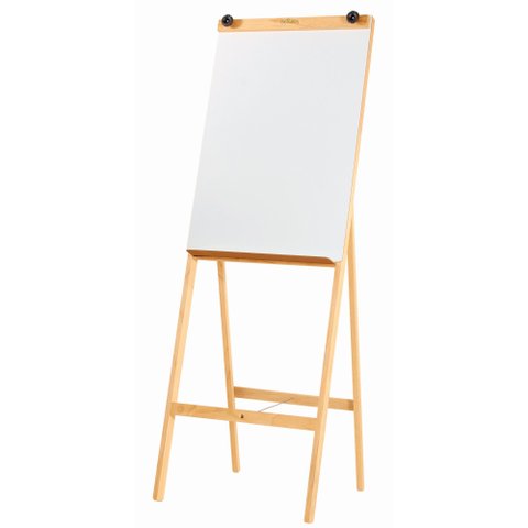 Porta Bloco Branco Cavalete Flip Chart Estrutura em Pinus Luxo Cor Natural Altura 1,80 Metros Referê
